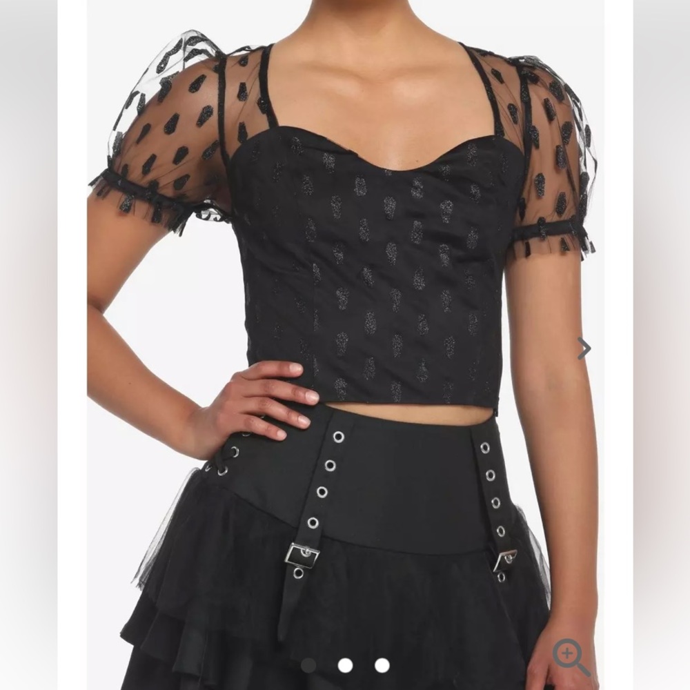 Hot Topic Glitter Coffin Mesh Top